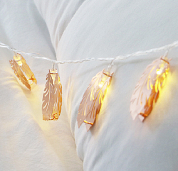 Гирлянда Листья 3 м 20 ламп розовое золото от сети